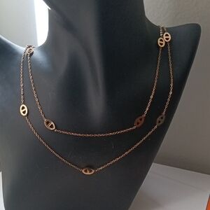 Delicate Gold Stainless Double-Layer Link Necklace